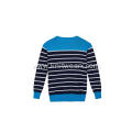 Boy's Knitted Striped Logo Embroidery Buttoned Cardigan